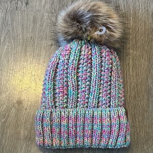 C.C Multicolor Knit Pom-Pom Beanie